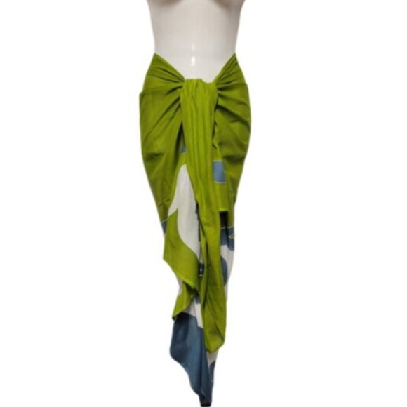 Womens Sarong Pareo Cotton Wrap HandPainted Batik Wrapskirt Beachwear - NEW - Picture 1 of 6